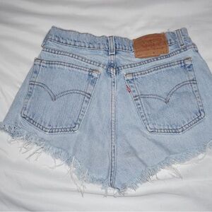 Levi's Light Blue Frayed Hem Jean Shorts